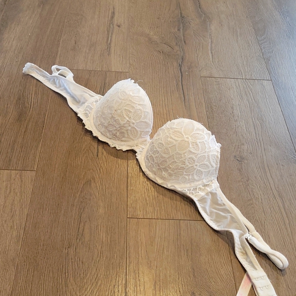 Pink Brand White Lace Push Up Bra Size 36B